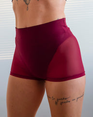 Fierce Micro Shorts Burgundy Mesh
