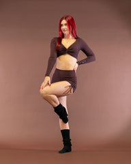 Saga Twist Shirt Espresso Brown Rib