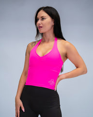 Vela Halterneck Top Rhinestone Neon Pink (Recycled)