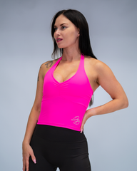 Vela Halterneck Top Rhinestone Neon Pink (Recycled)