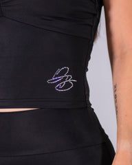 Vela Halterneck Top Rhinestone Black (Recycled)