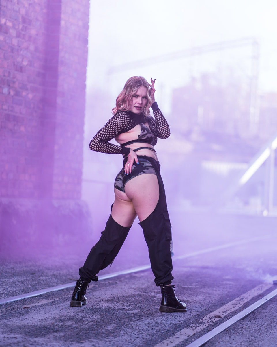 Colorsmoke photoshoot for dreamb, sustainable twerkwear brand