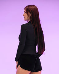Aura Zip Longsleeve Black Rib