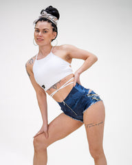 Camellia Cut Out Jean Shorts