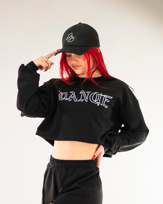 DB Cropped Sweatshirt Rhinestone Black