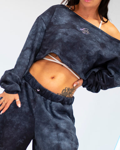 DB Cropped Sweatshirt Tie-Dye Blueberry