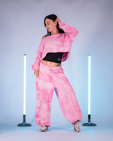 DB Cropped Sweatshirt Tie-Dye Pink