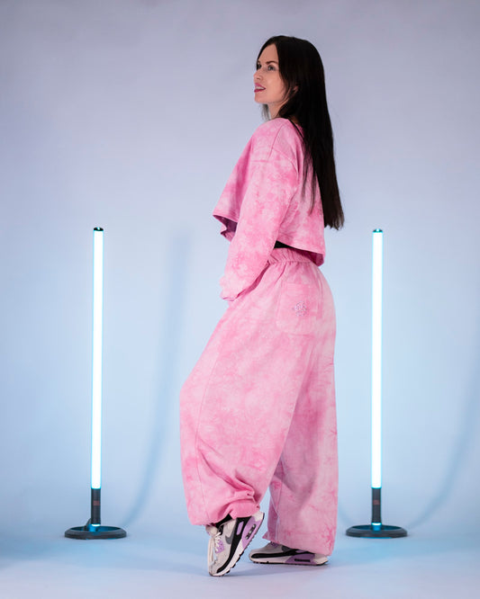DB Cropped Sweatshirt Tie-Dye Pink