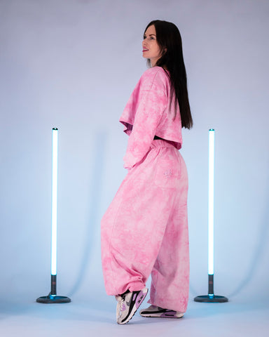 DB Cropped Sweatshirt Tie-Dye Pink