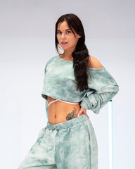 PRE-SALE! DB Cropped Sweatshirt Tie-Dye Dusty Green