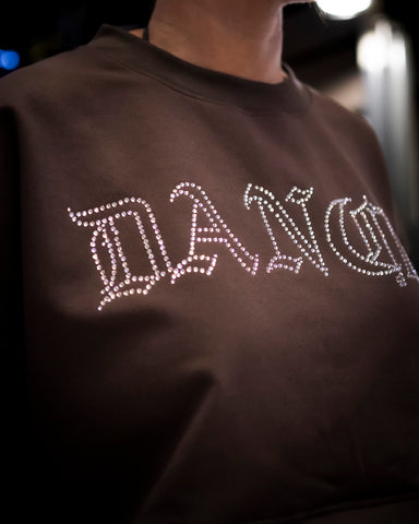(PRE-SALE) DB Cropped Sweatshirt Rhinestone Chocolate Brown