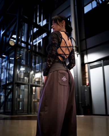 (PRE-SALE) DB Folded Dance Sweats Rhinestone Chocolate Brown