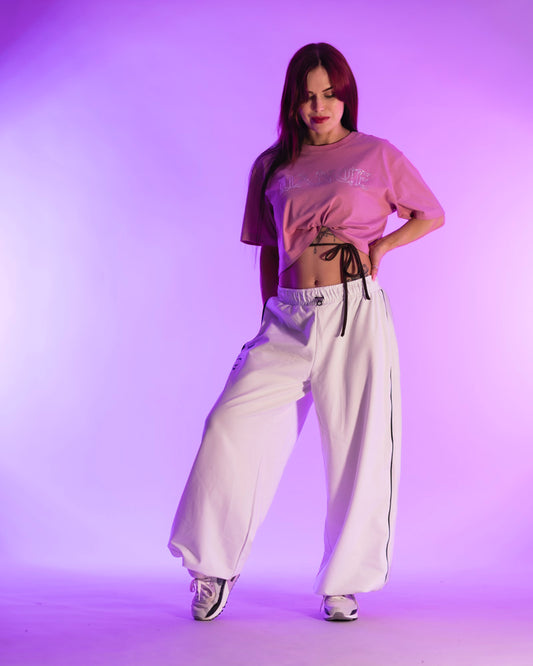 Dance Cropped T-Shirt Rhinestone Berry Blush