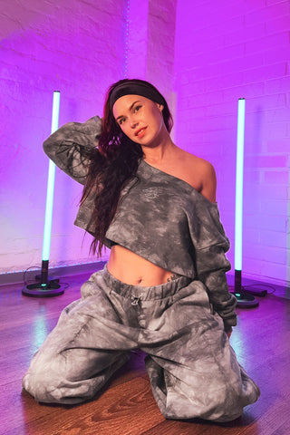 DB Cropped Sweatshirt Tie-Dye Grey