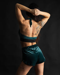 Peony Bikini Bra Velvet Emerald Green