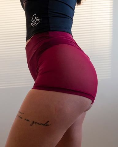 Fierce Micro Shorts Burgundy Mesh
