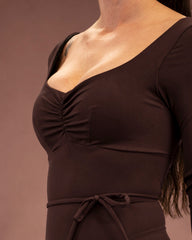 Lua Long Sleeve Bodysuit Espresso Brown
