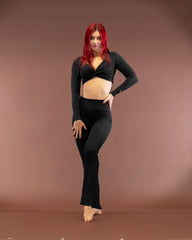 Sirena Flare Leggings Black Rib