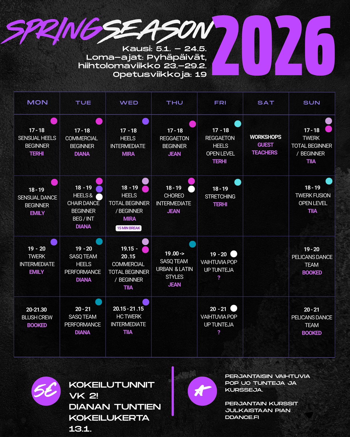 D-Dance kevään 2026 kausikortit