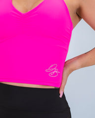 Vela Halterneck Top Rhinestone Neon Pink (Recycled)