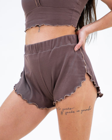 Viola Rib Shorts Taupe