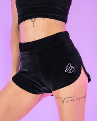 Viola Velvet Shorts Rhinestone Black