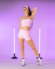 Viola Velvet Shorts Rhinestone Pastel Pink