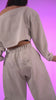 Luxe Premium Cropped Sweatshirt Off White Silver